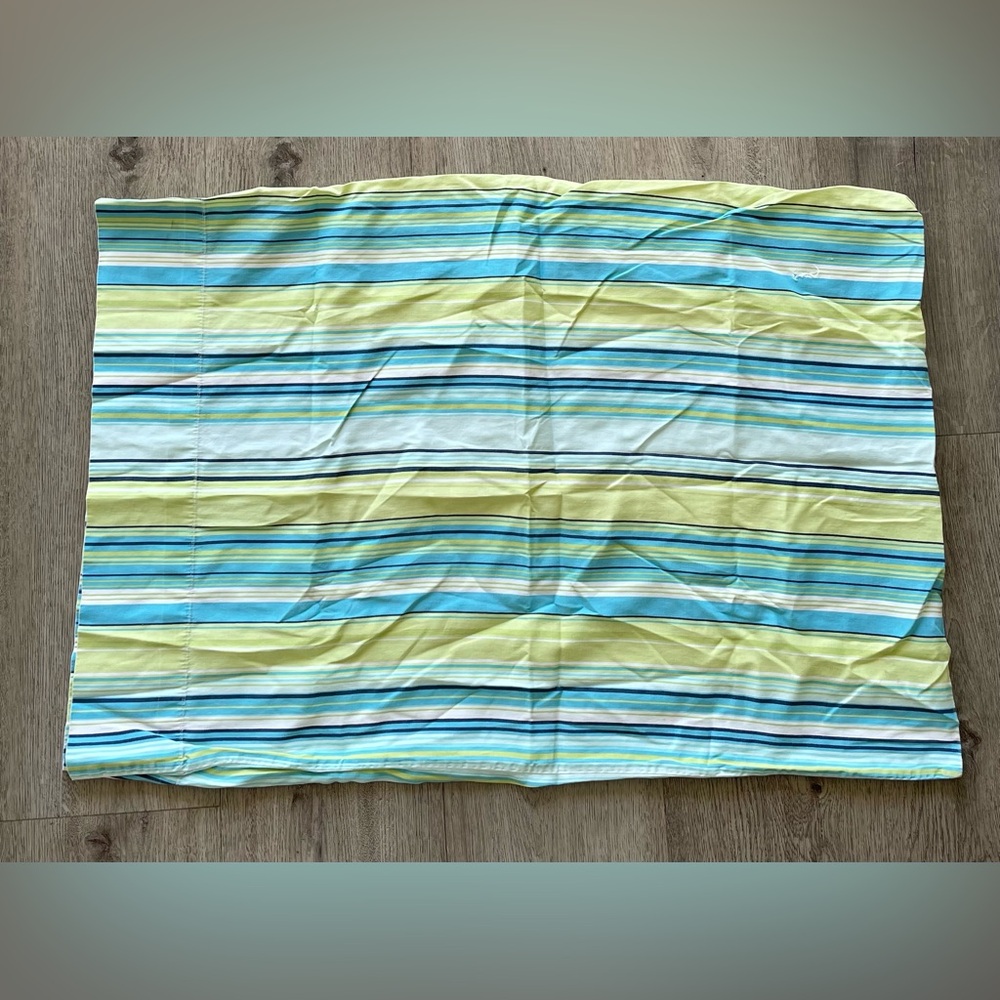 City Chic Blue and Green Strip Fabric Pillow Case Cover